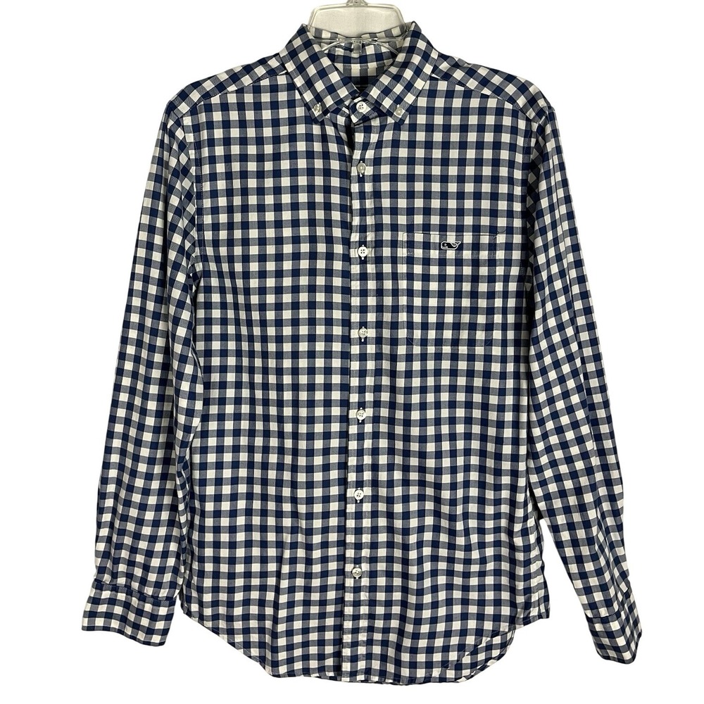 Vineyard Vines Blue Check Classic Fit Tucker Shirt Button Up Men's XS Cotton